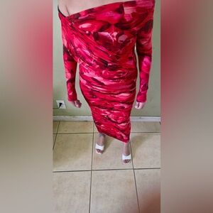 Elegant Red Off-Shoulder Dress